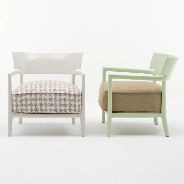Kartell - Cara Sessel, Gestell elfenbein / Bezug beige