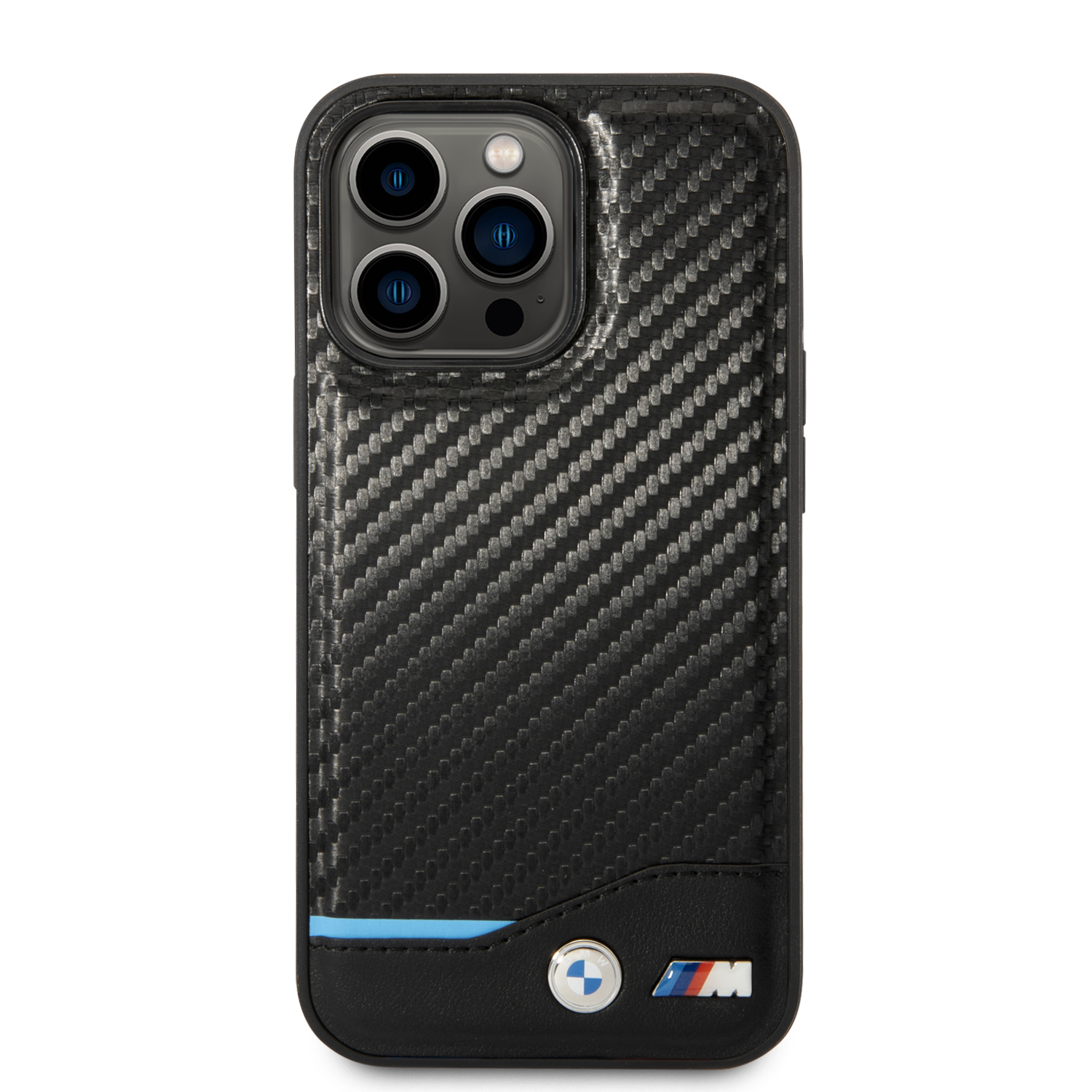 iPhone 14 Pro Leder Hardcase M Hülle Triangles (BMHCP14L22NBCK) - Schwarz