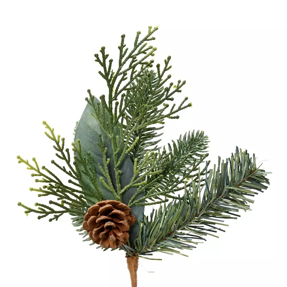 Branche de sapin et feuille (25 cm) Bergün Vert