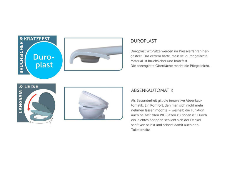 WC zitting duroplast, met soft-close-mechanisme