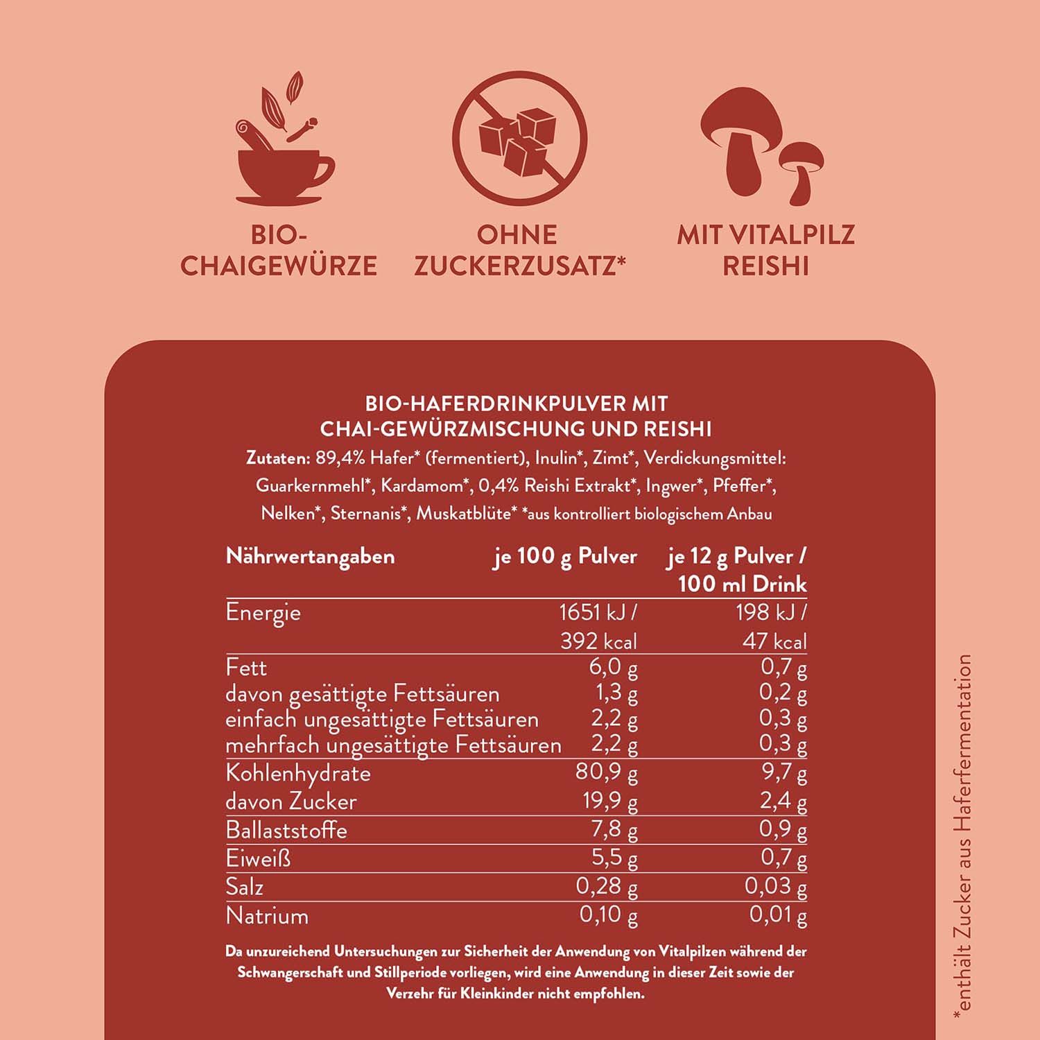 Blue Farm Chai Oat Latte mit Vitalpilz Reishi (bio)