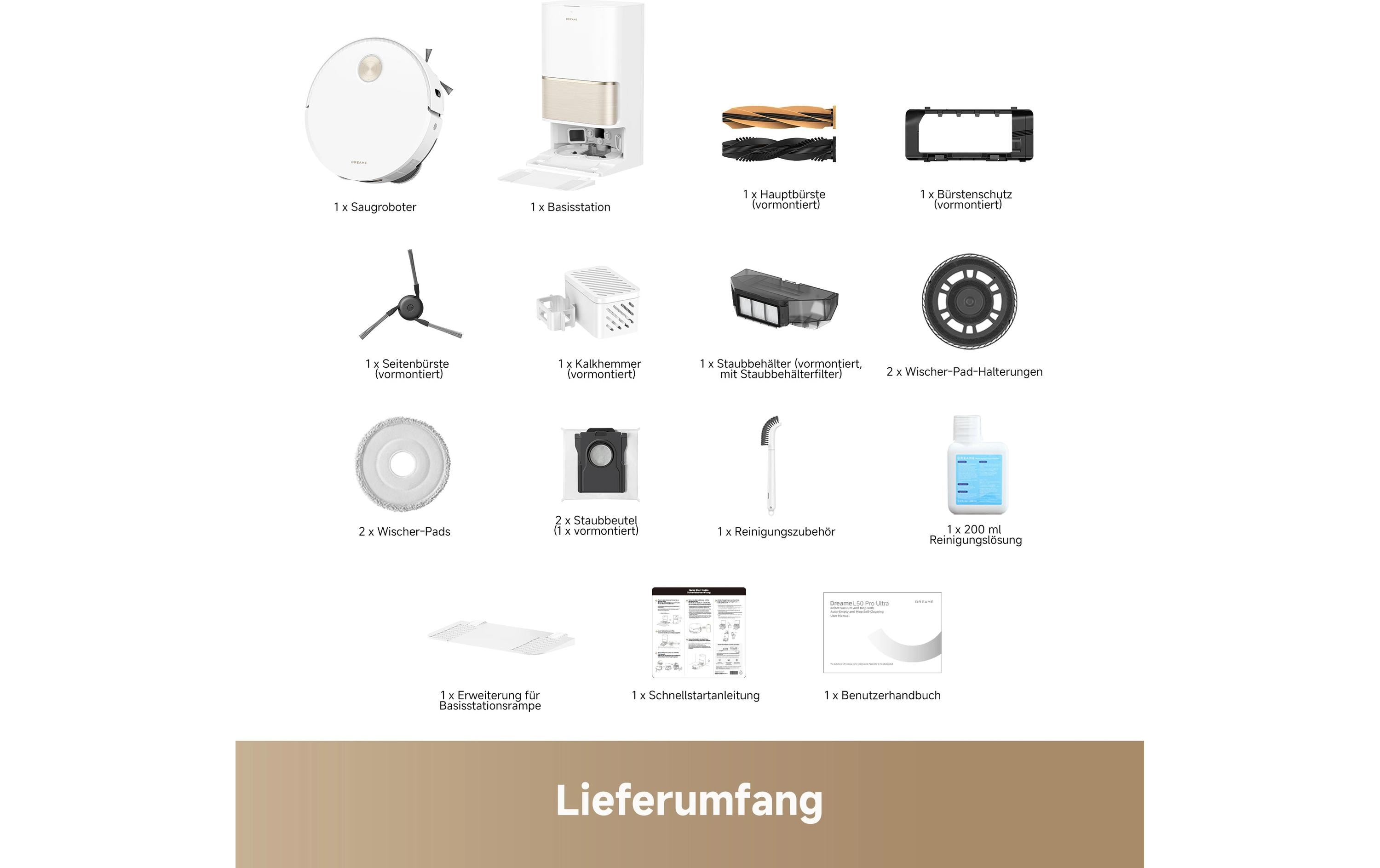 Saug- und Wischroboter L50 Pro Ultra Weiss<br>Roboterstaubsauger mit Basisstation