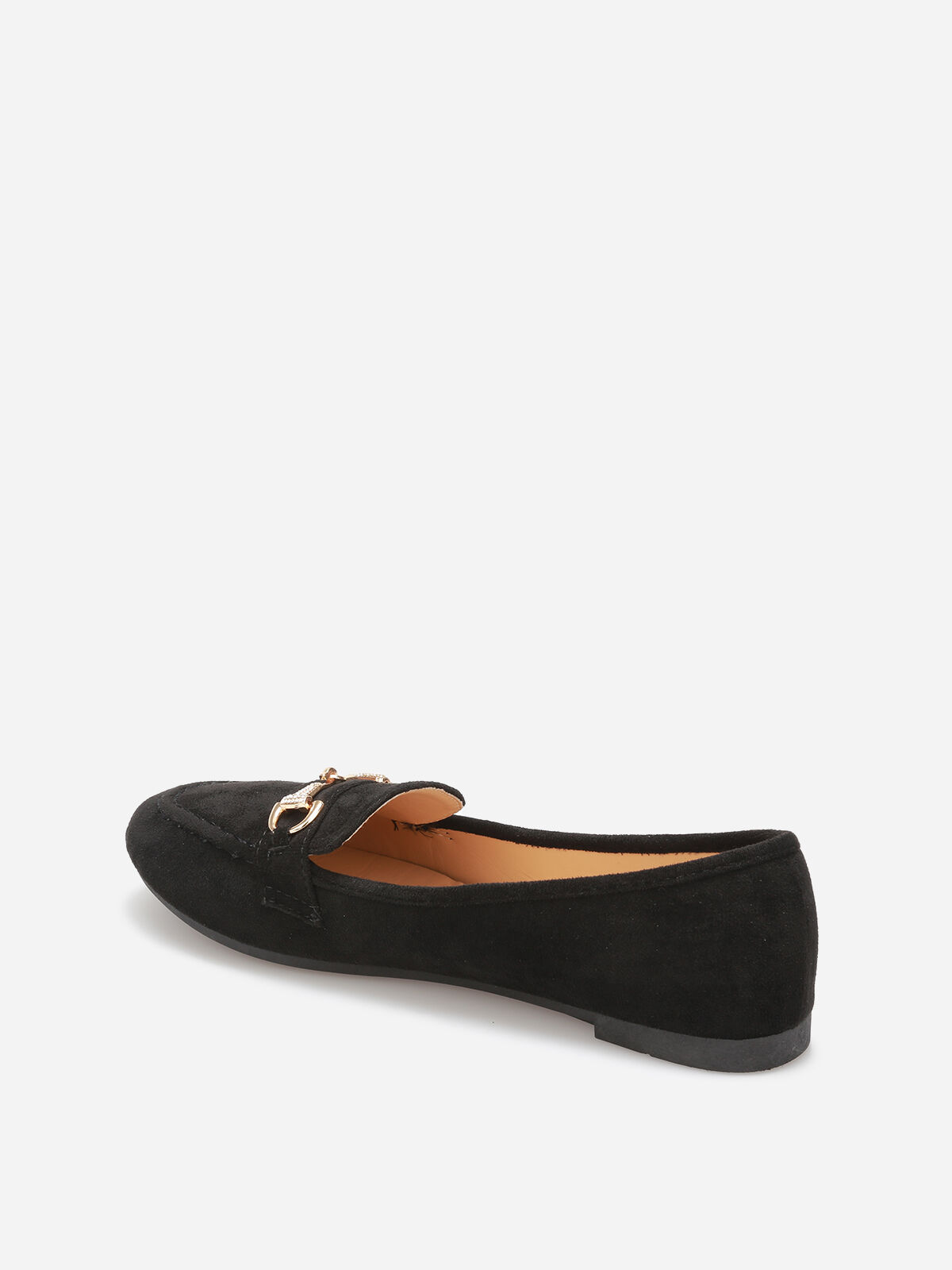 Mocassins à boucle en strass grandes tailles- Noir