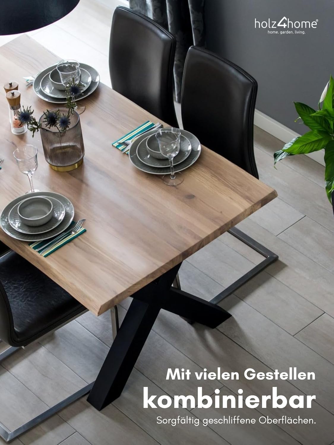 holz4home® Tischplatte mit Baumkante Massivholz Eiche I 100 x 70 x 4 cm LxBxH I Esstisch-Platte Schreibtischplatte I Echtholz