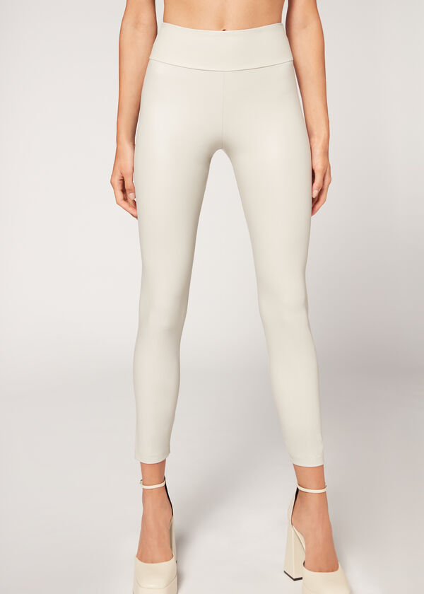 Leggings com efeito de couro