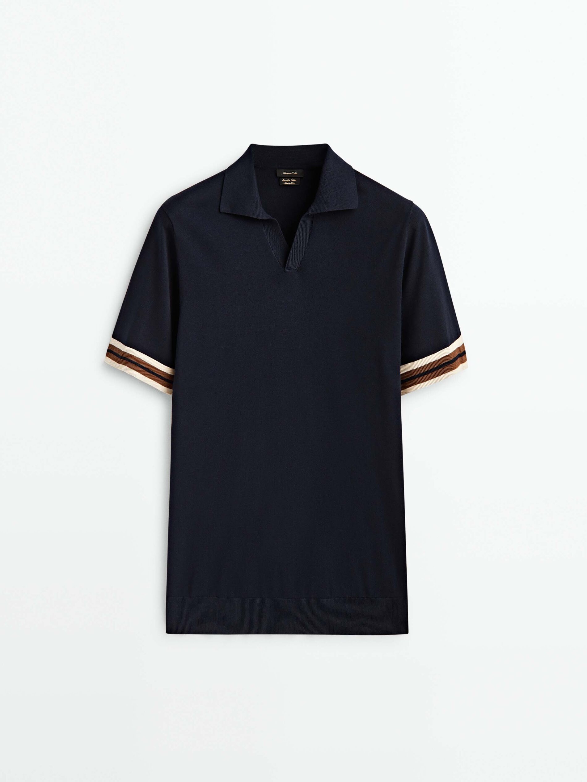 Camisa polo de manga curta contrastante - AZUL MARINHO