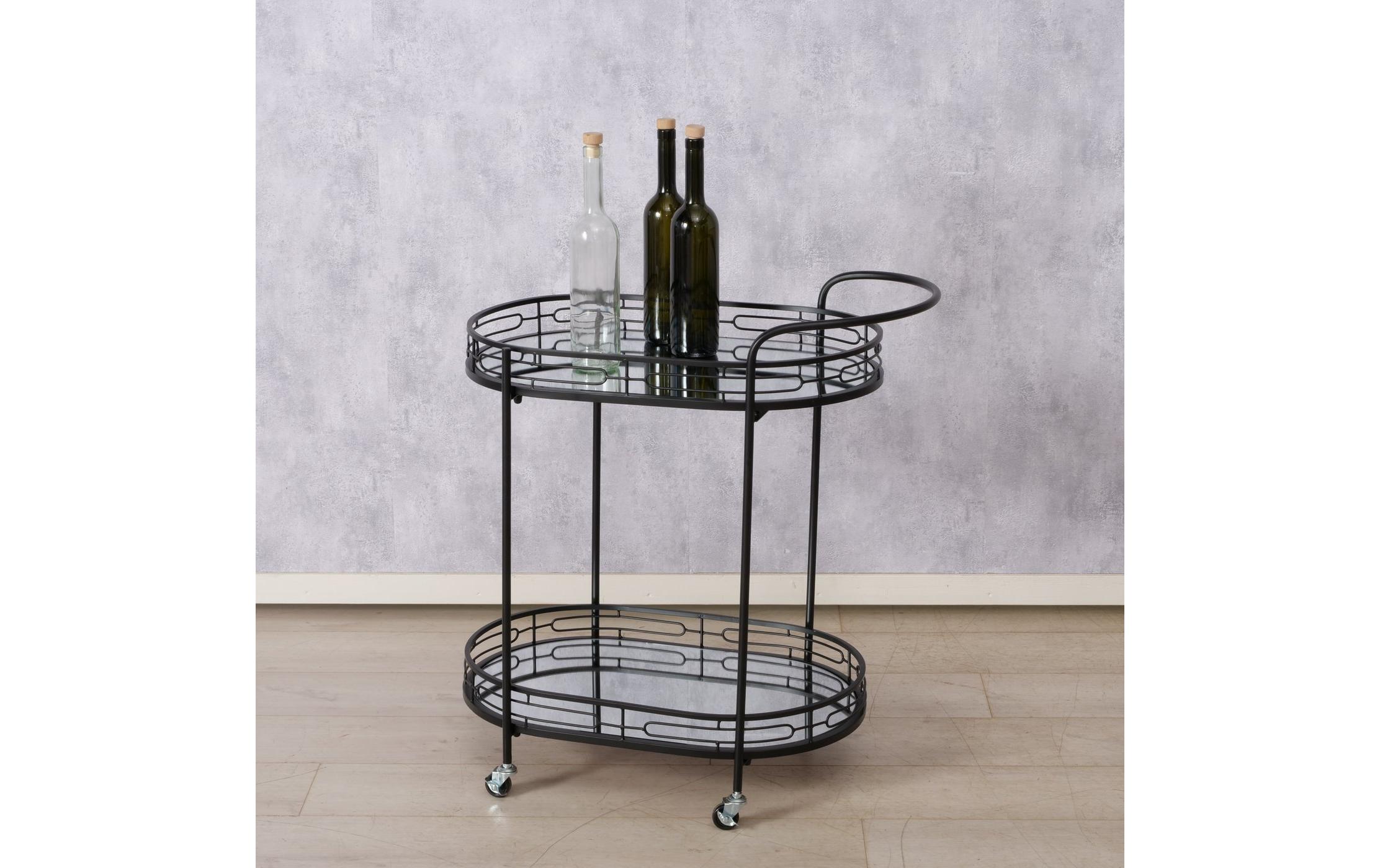 Servierwagen Thilo 71 x 42 x 78 cm, Schwarz<br>Tabletttisch