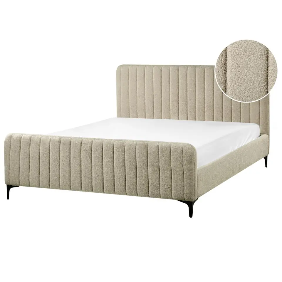 LUNAN - Tweepersoonsbed - Beige - 160 x 200 cm - Bouclé