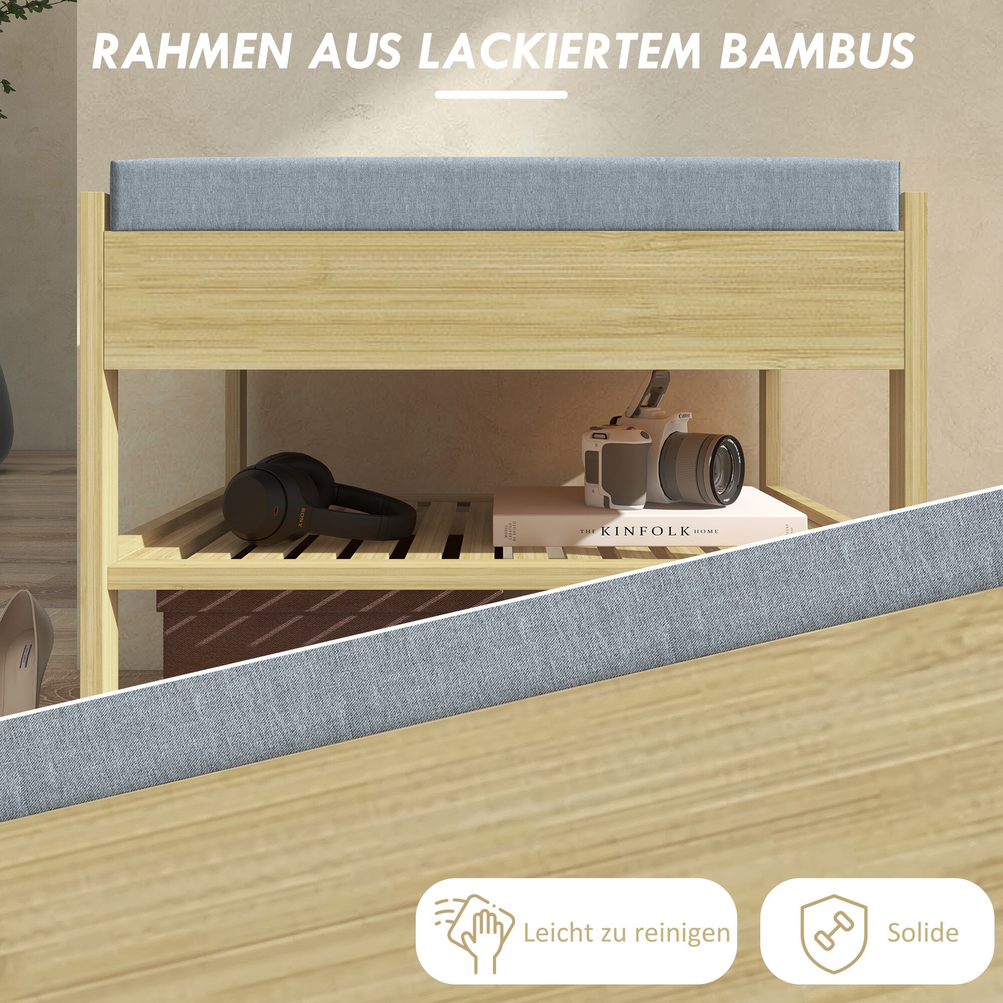 HOMCOM Schuhregal mit Schublade natur 55L x 35B x 46H cm