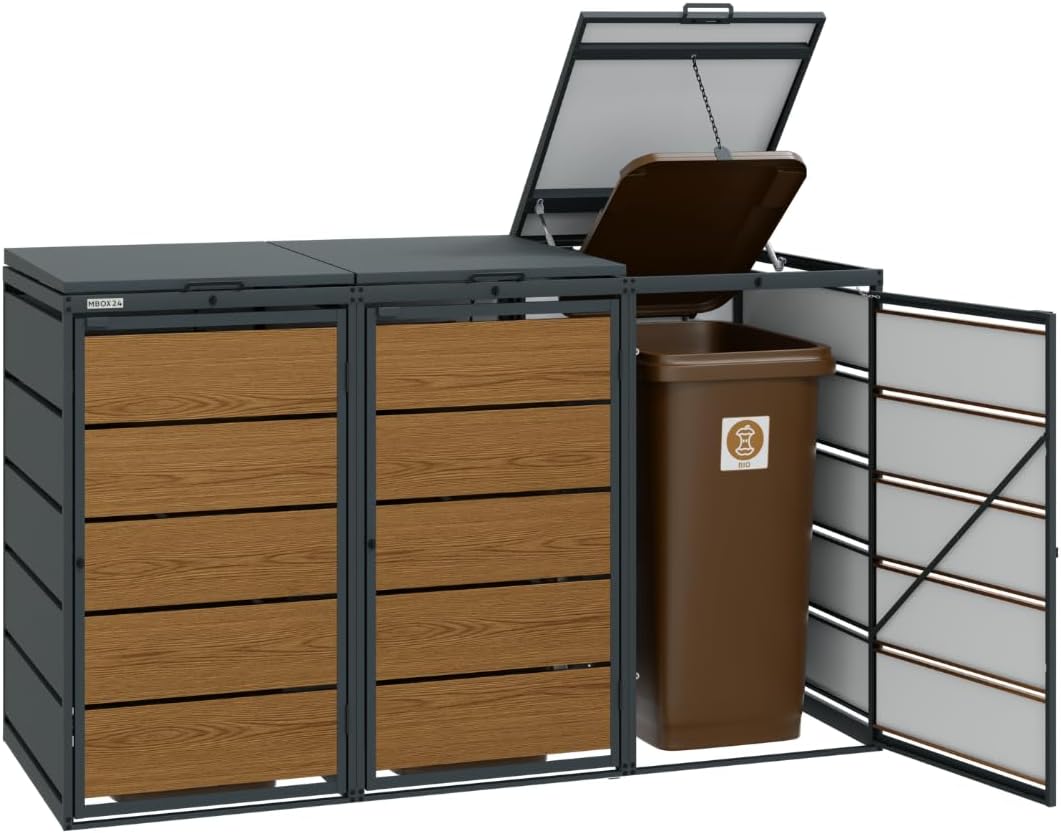 Mülltonnenbox 3er für 240 Liter Mülltonne | Golden Oak |Mülltonnenverkleidung | Mülltonnenhaus | Box für Mülltonnen | Mülltonnenunterstand | Mülltonneneinhausung