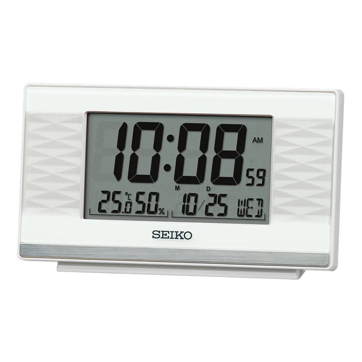 Réveil Seiko affichage digital plastique blanc perle