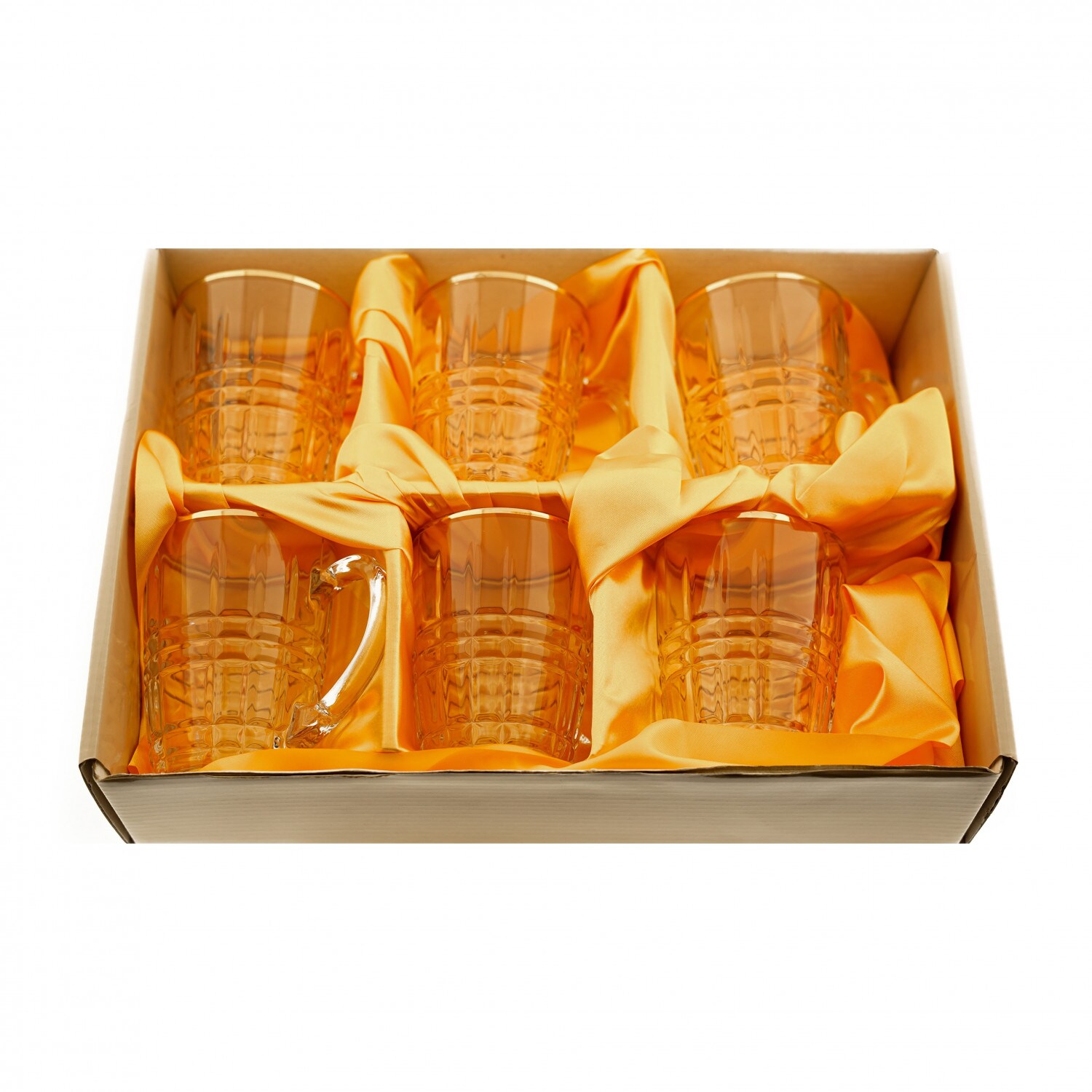Sunay 6er Gläser-Set mit Henkel Gold Umrandung 203 ml Transparent