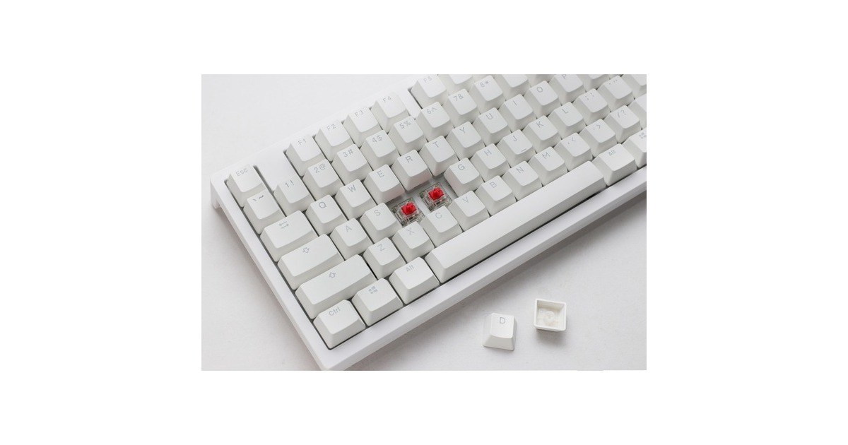 DuckyZero 6108 Pure White, gaming toetsenbord  (Wit, US lay-out, Cherry MX2A Red, RGB leds, Double-shot PBT, hot swap, 2.4GHz | Bluetooth | USB-C)