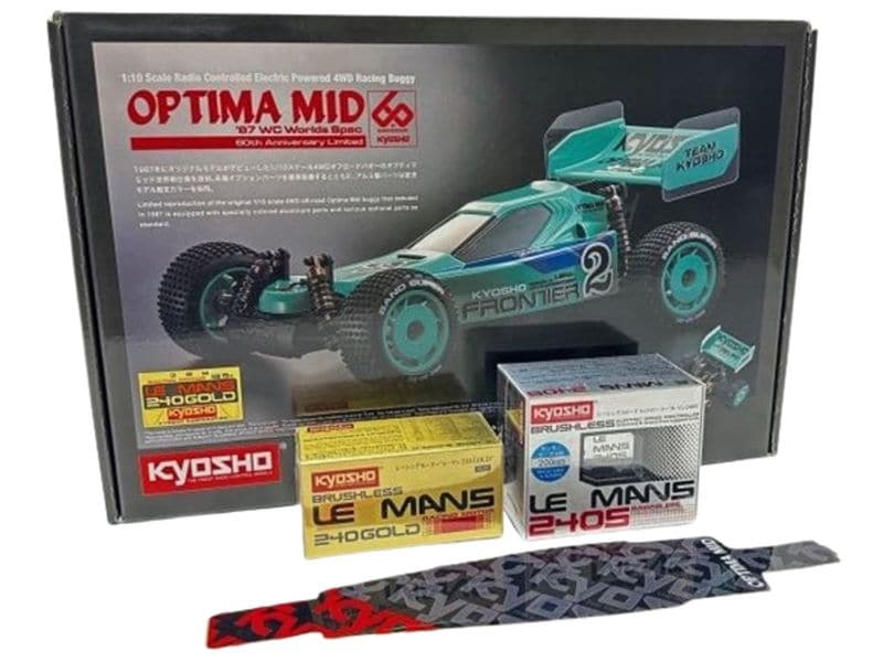 Kyosho Buggy Optima Mid'87 Le Mans 240 Gold Bausatz, 1:10 Limitiertes Sondermodell des Optima Mid zu 60 Jahrigen Jubiläum von Kyosho