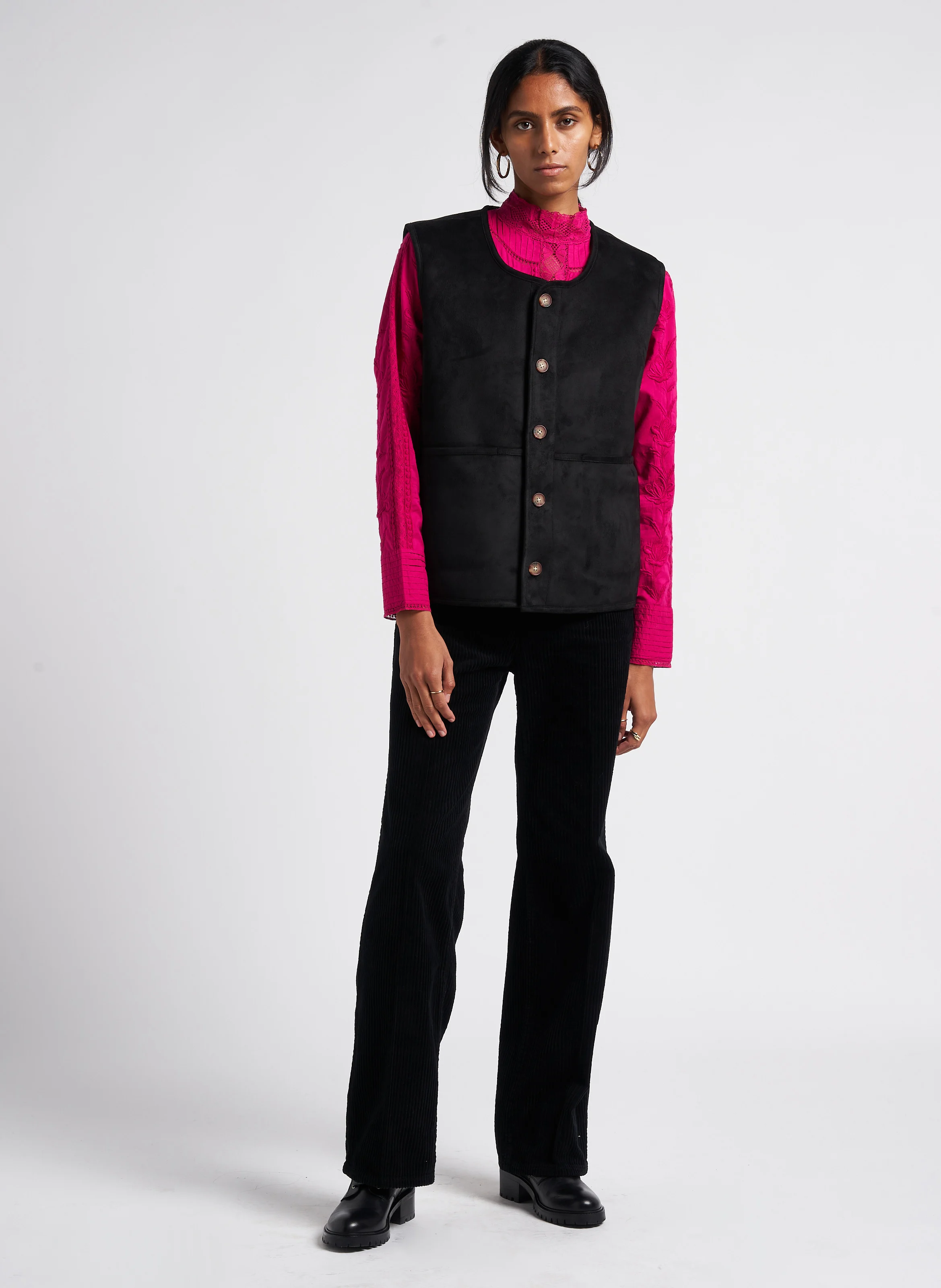 WHAM - Pantalon large en velours côtelé de coton | Noir