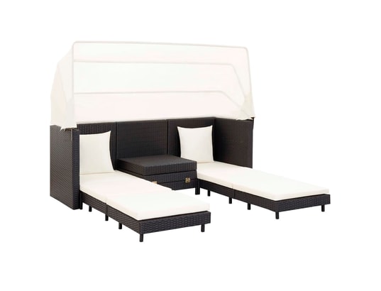 VIDAXL - Canapé-lit extensible 3 places avec toit résine tressée noir