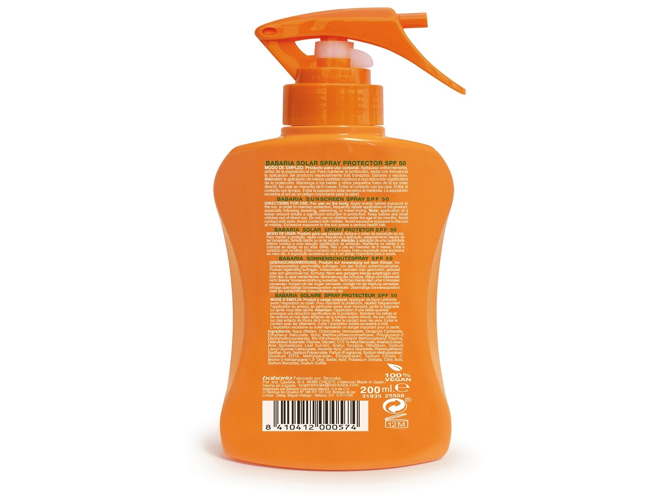 SPRAY BABARIA SOLAR PROTECTOR FPS50 200ML