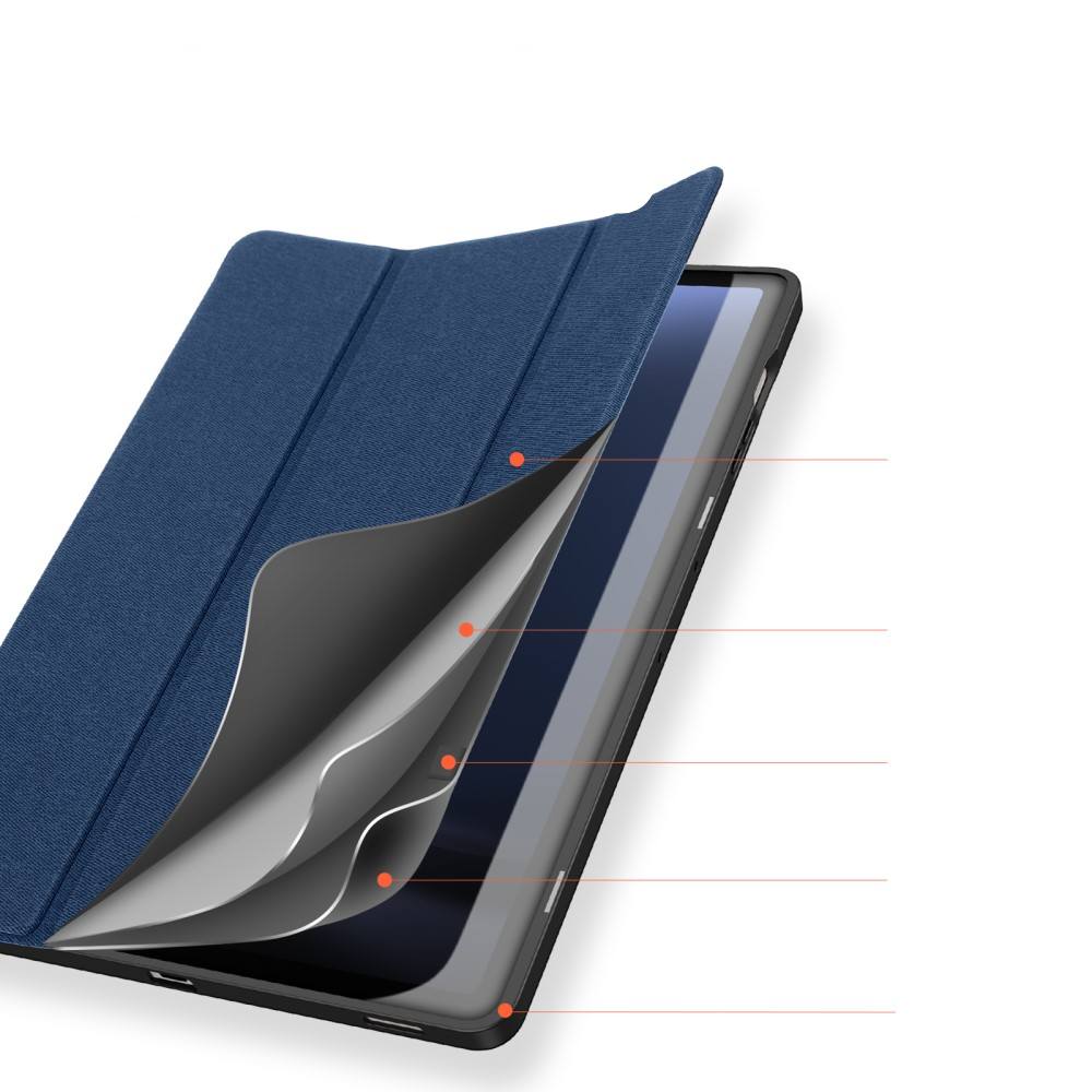 Samsung Galaxy Tab S9 FE  Plus Tasche Smart Cover Hülle Stoff Design mit S-Pen Halterung - Blau