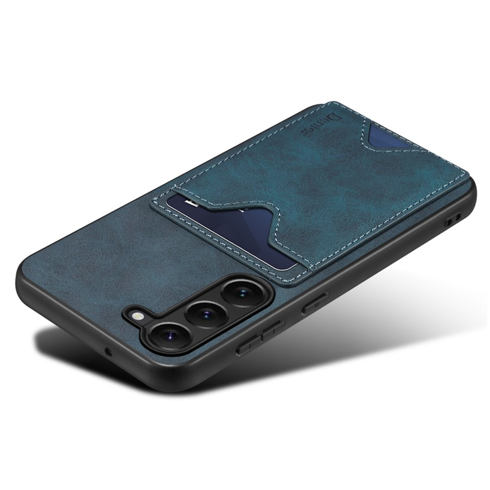 Samsung Galaxy S24 Hybrid Leder Hülle mit Magnetischem Kartenfach   Kickstand Aufsteller - Blau