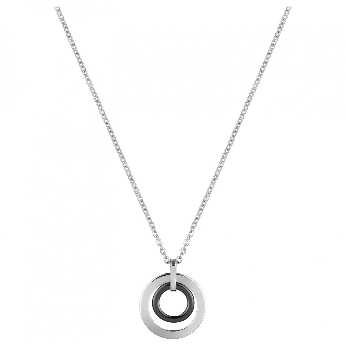 Collier mono-motif en Acier 316L et céramique - blanc brillant