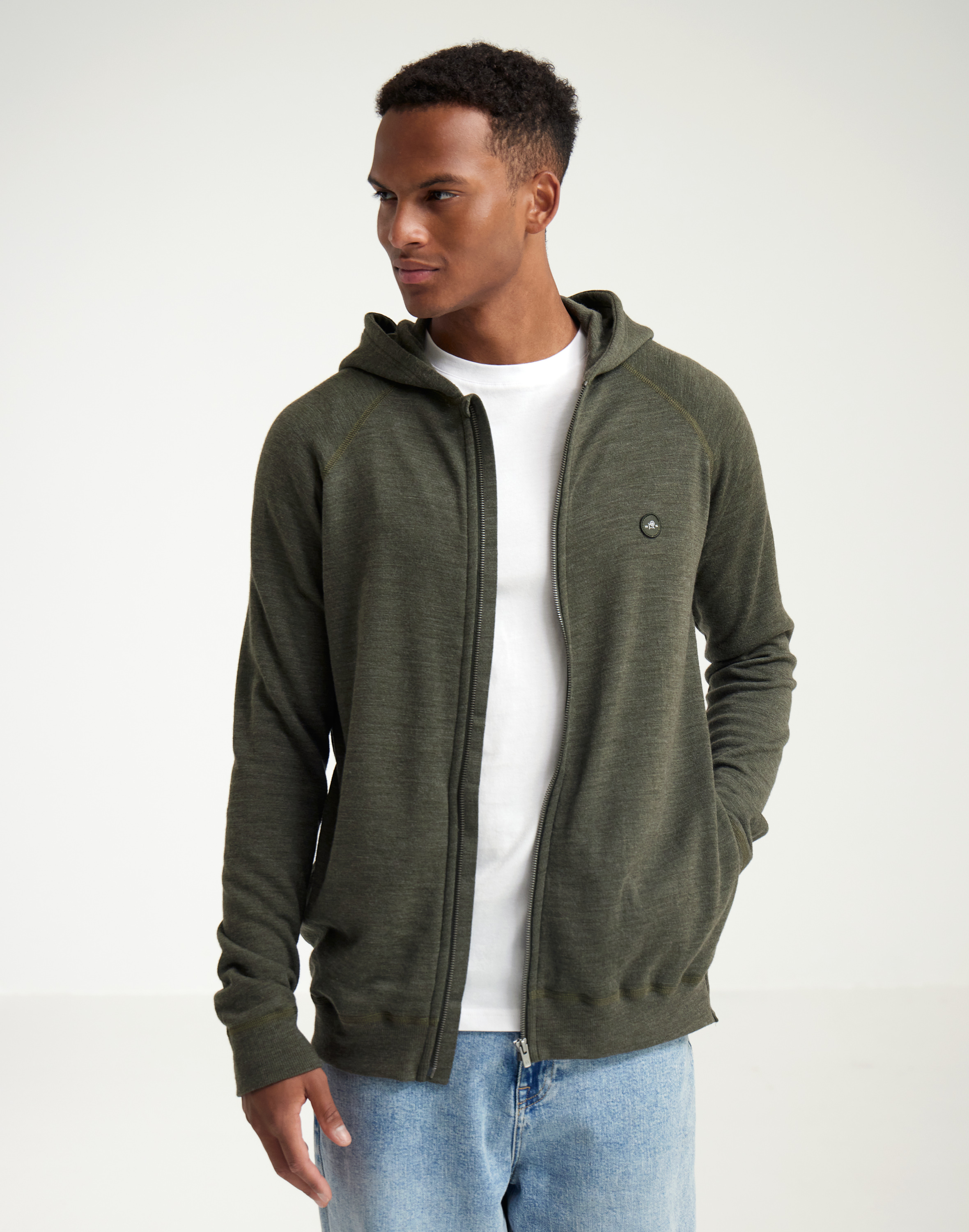 Vest met capuchon van merinowol terry voor heren