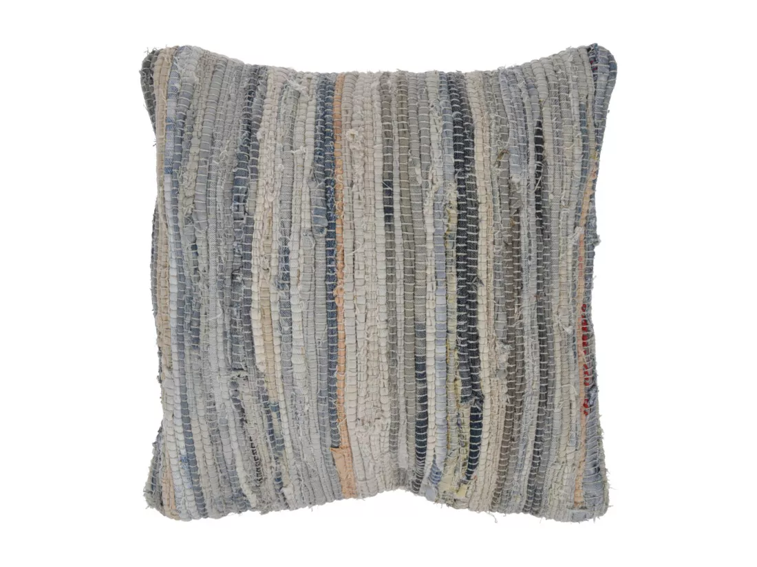 Coussin Carré de Extérieur Maison Bleu Coton Denim