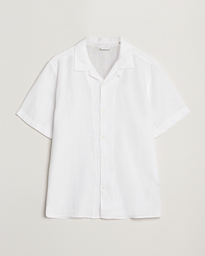 KnowledgeCotton Apparel Short Sleeve Linen Resort Shirt Light Feather Grey