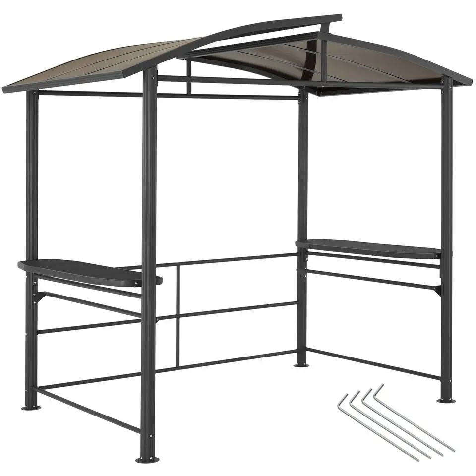 tectake Barbecue-overkapping Asado 2,4x1,5x2,34m, Grijs