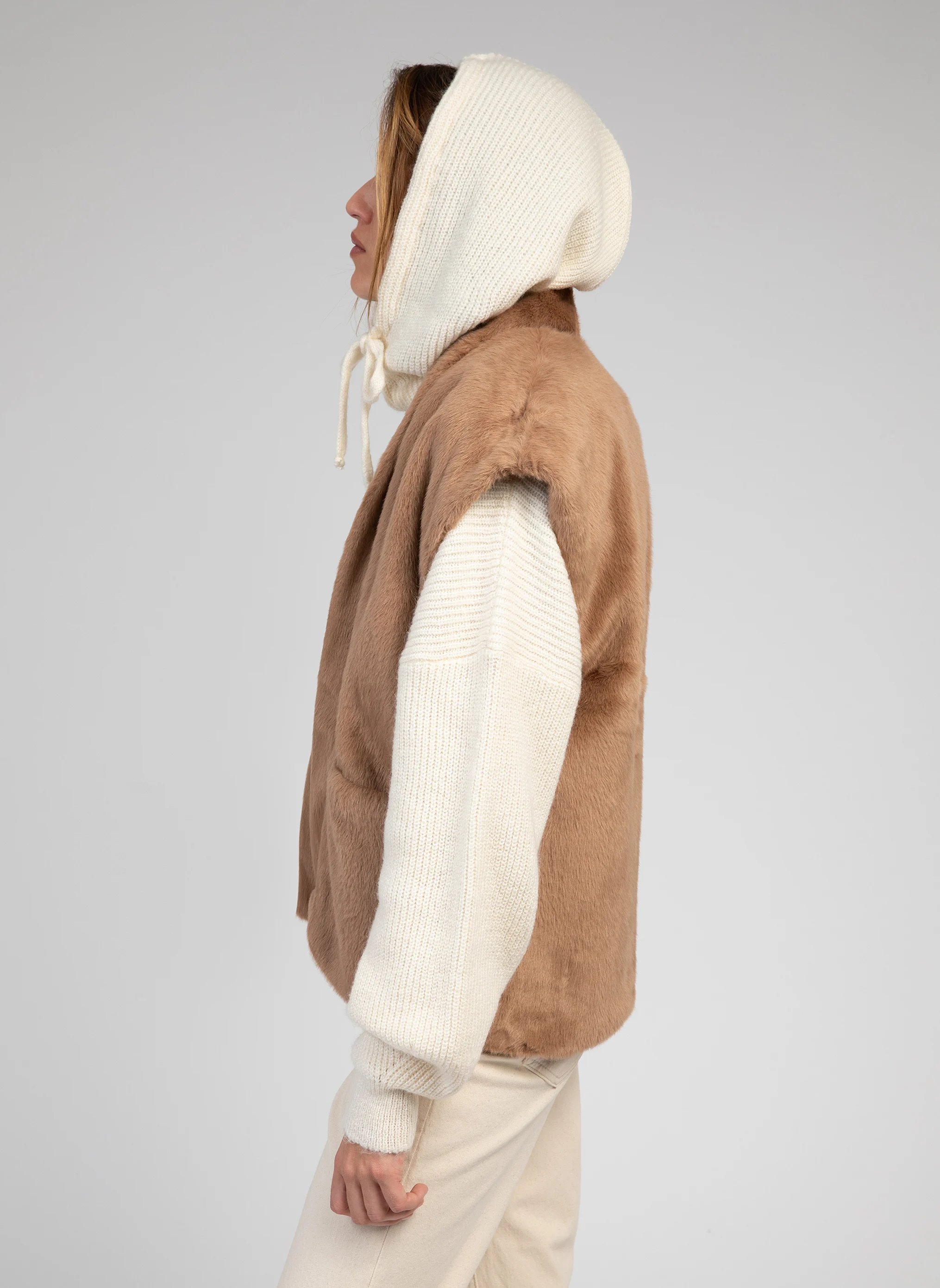 FOLIA - Cagoule en maille| Blanc