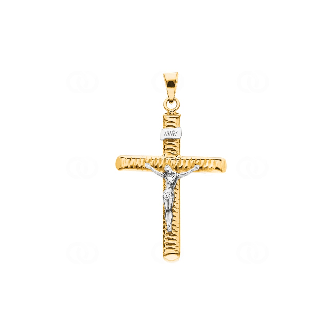 Anhänger 750/18 K Gelbgold Kreuz mit Jesus 36 x 23mm