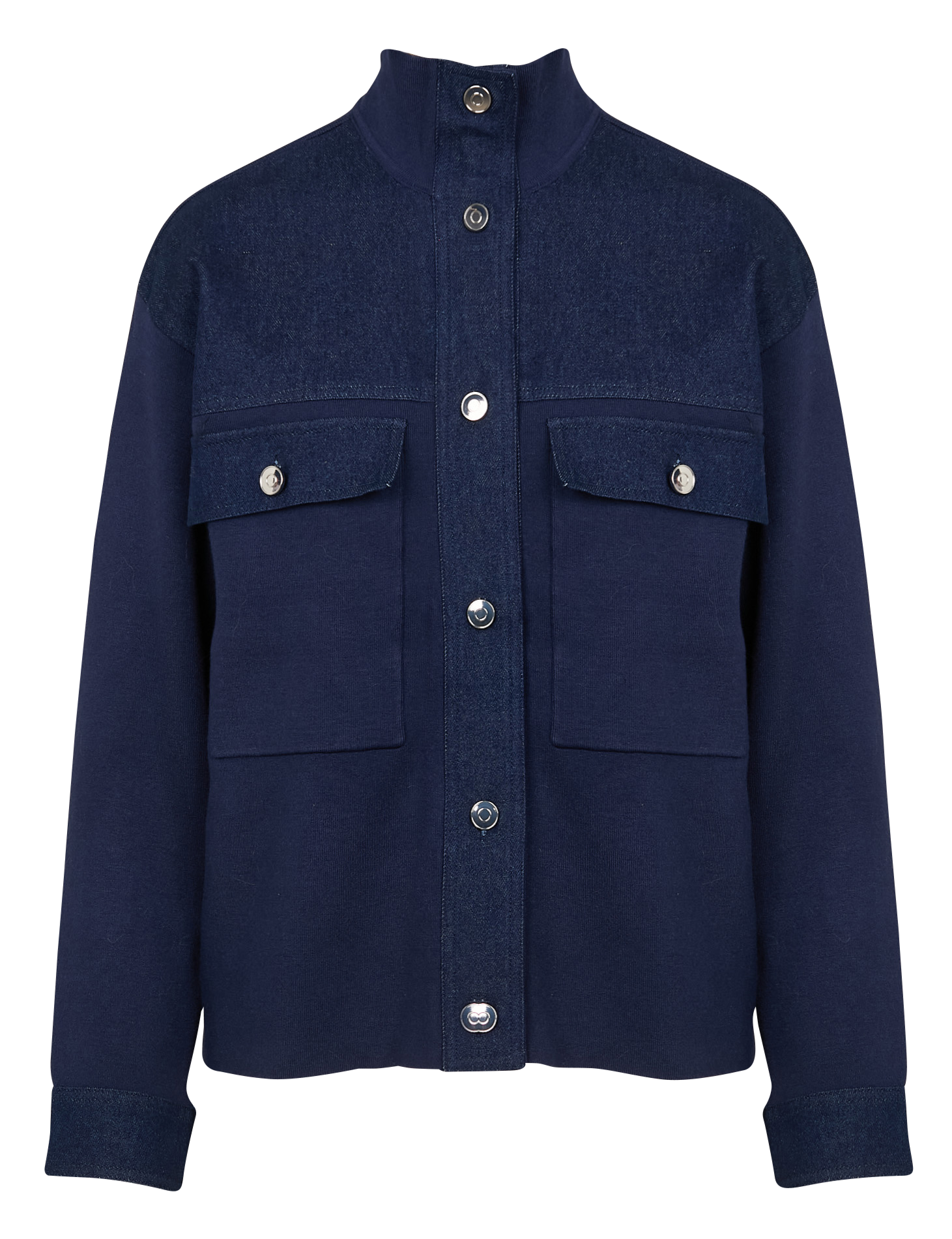 CRAIG - Veste col montant droite en maille | Bleu