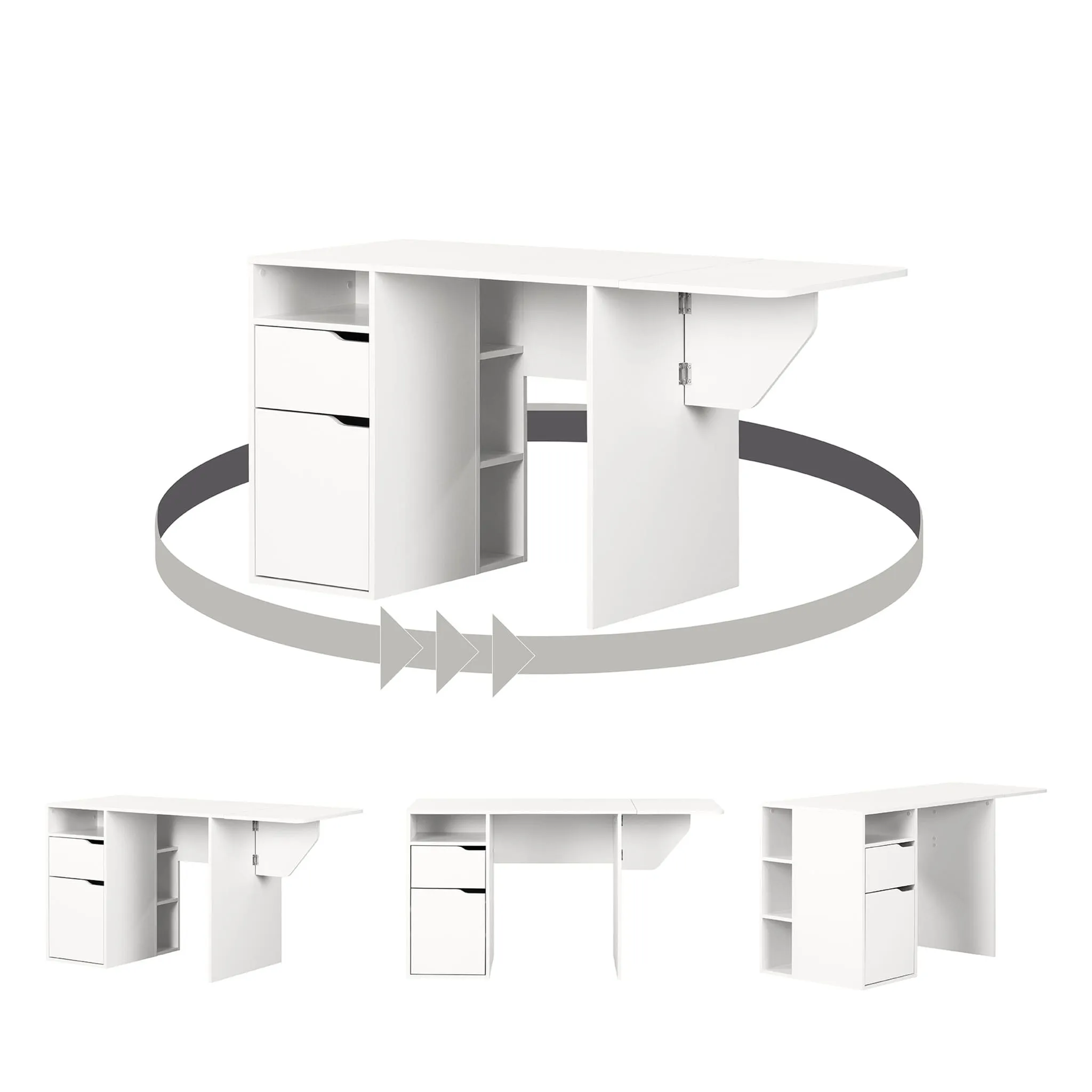South Shore Table de Bricolage avec Rabat - Crea Blanc solide