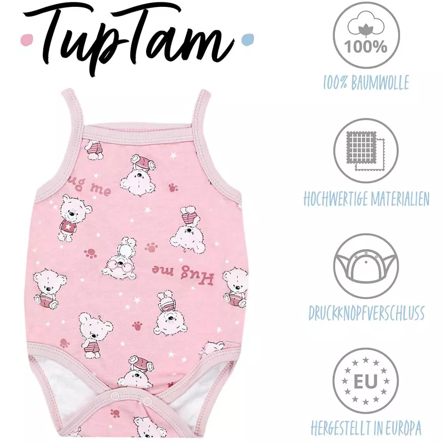 TupTam Mädchen Babybody mit Spagettiträger Sommer 5er Pack rosagelb