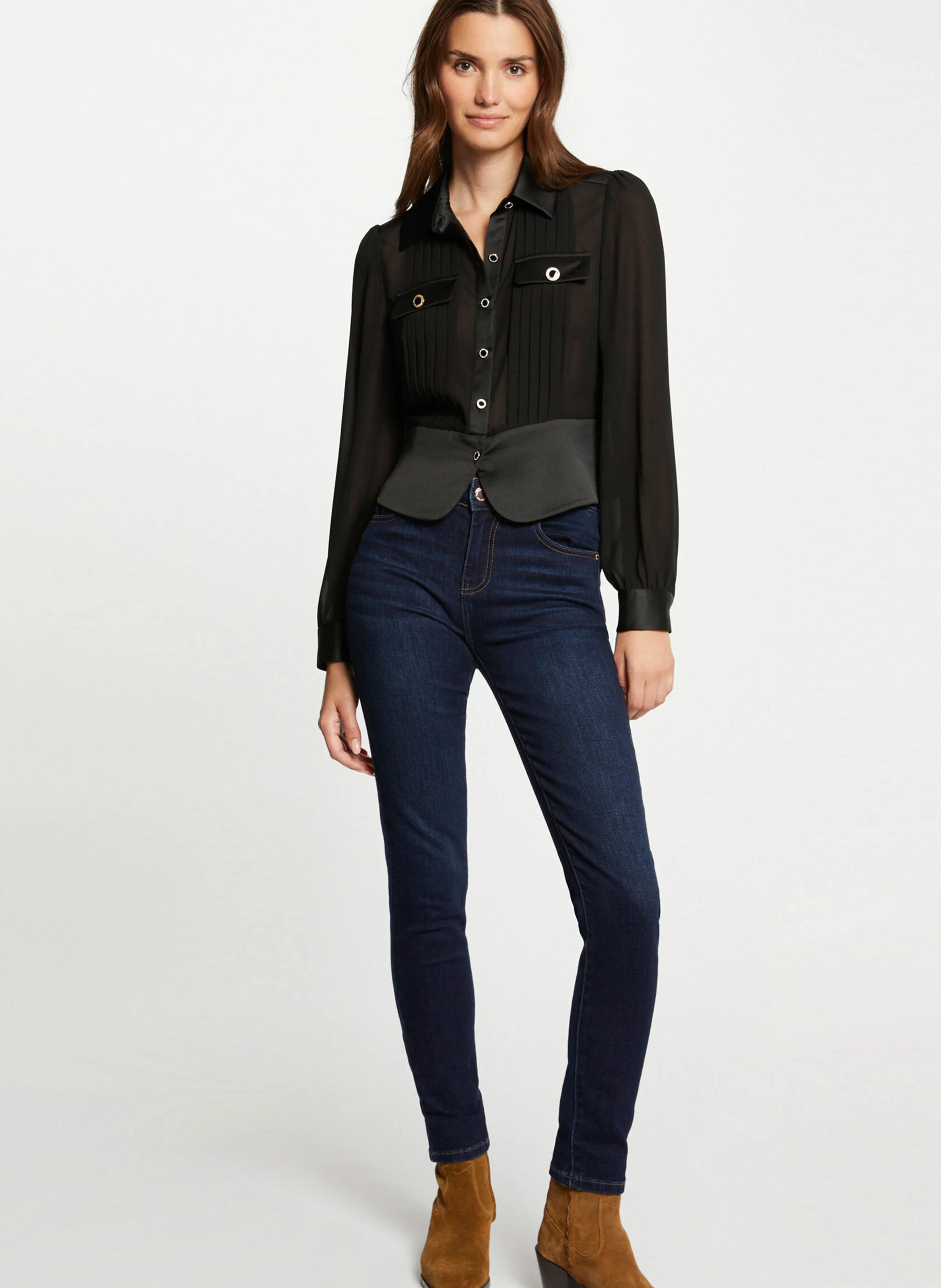 CLOCLO - Blouse col chemise | Noir