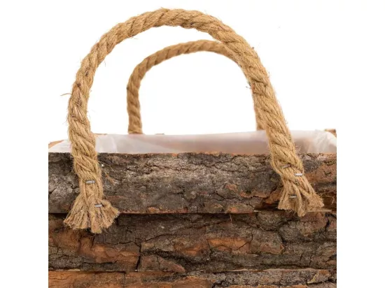 Panier en bois avec poignées marron 20x20x10h