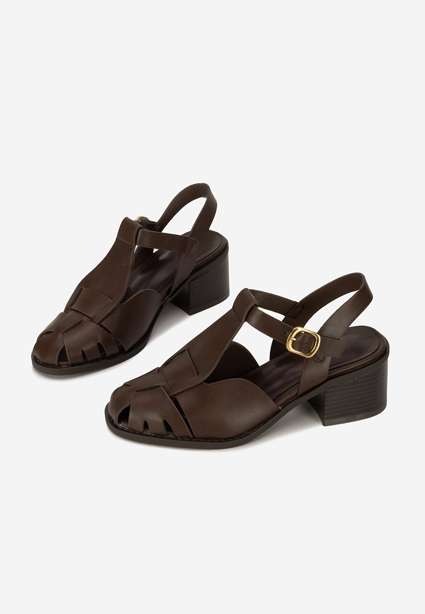 Sandales à talon épais brunes Sennia