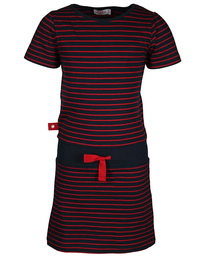Kurzarm-Kleid STRIPES in gestreift in dunkelblau/rot