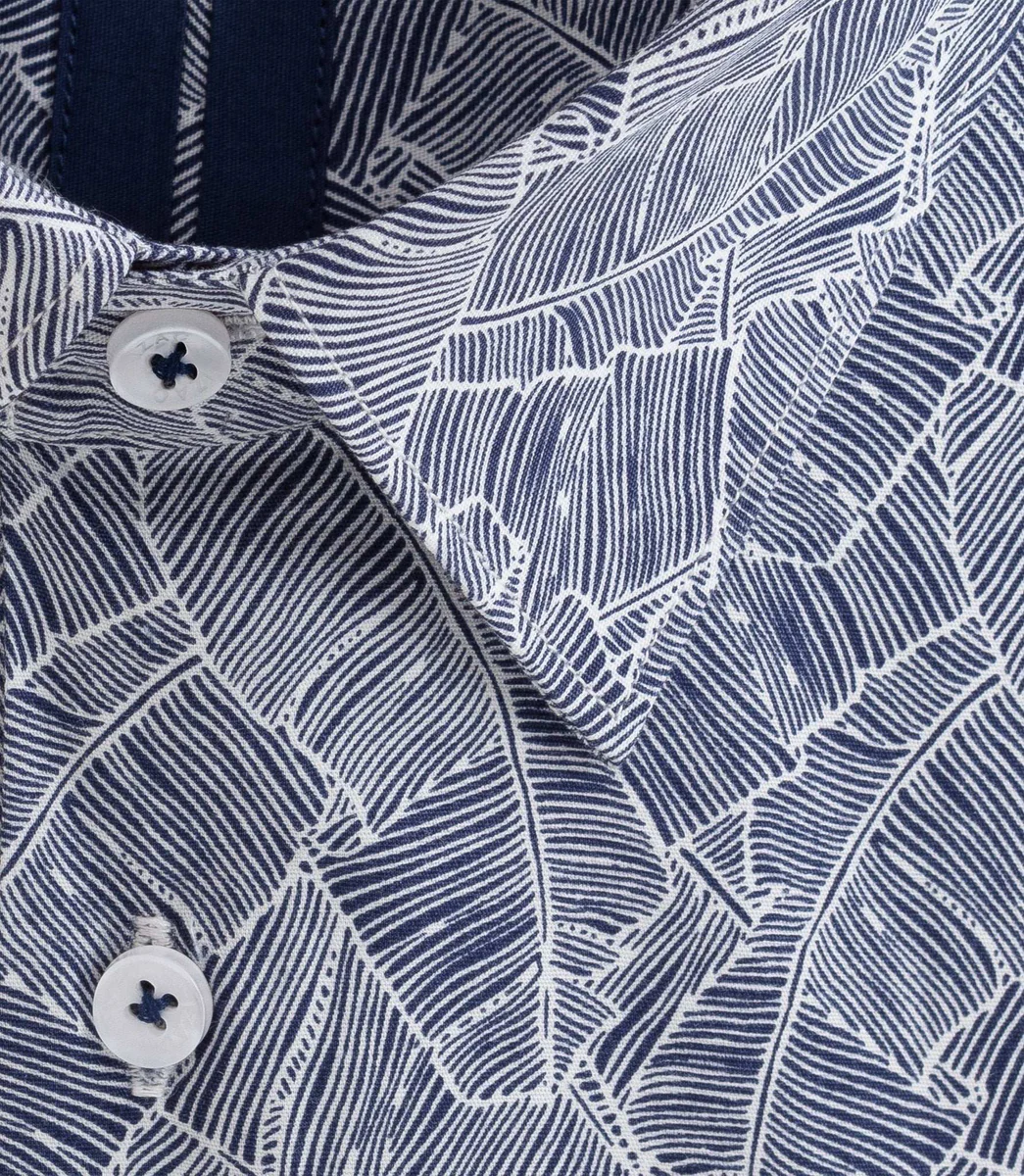 Chemise à imprimé feuillage marine 