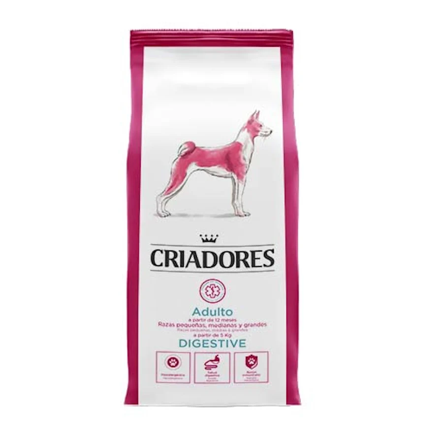 Ração dietética para cães adultos da Breeders Dietetic, com ação digestiva.