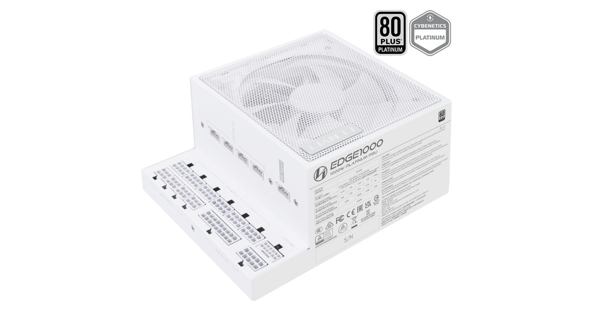 Lian LiEDGE1000 modulaire 1000 watt voeding   (Wit, 1x 12V-2x6, 3x PCIe, 4x USB-header)