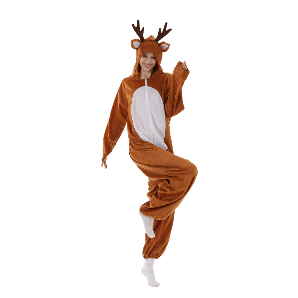 (170-180cm) Christmas Erwachsenen Kostüm Plüsch Weihnachts Pyjama Overall Verkleidung für Motto Partys - Rentier