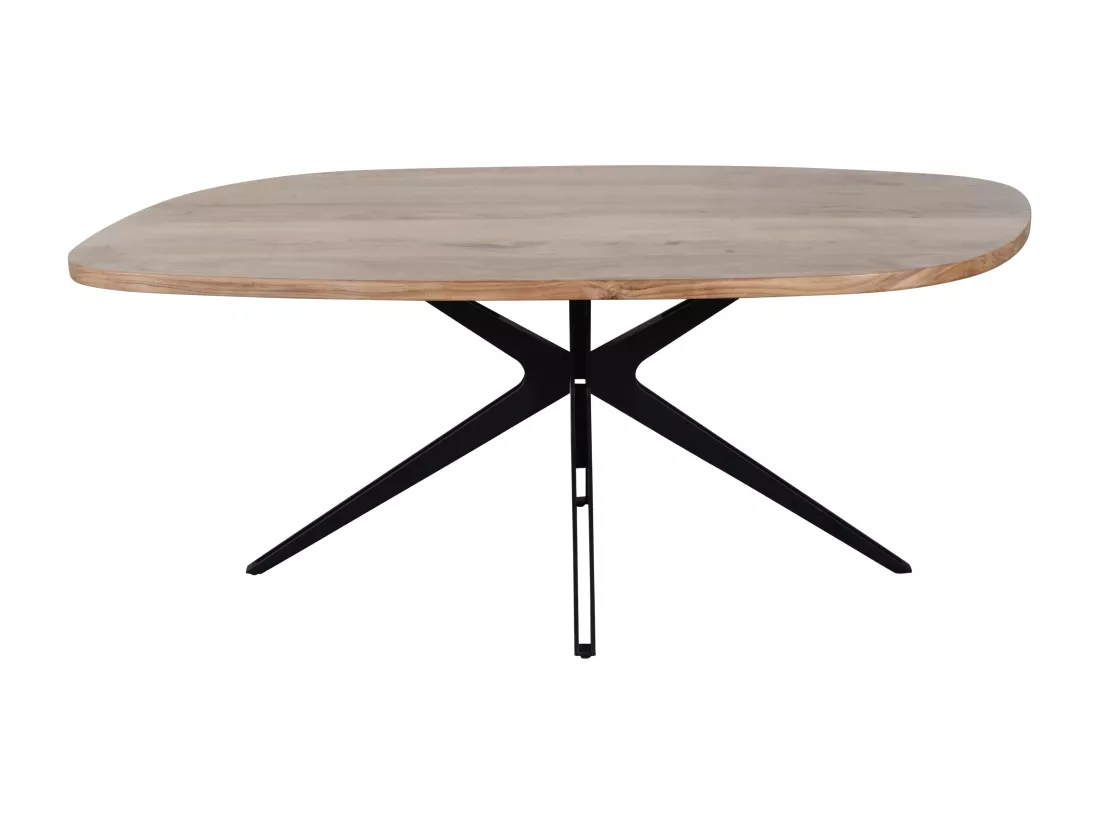 Table à manger 8 personnes en bois d'acacia et métal - Naturel et noir - LIVIANI