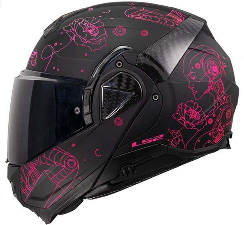 LS2 - FF910 Advant II - Systeemhelm - Zwart Roze - Carbon/Polycarbonate