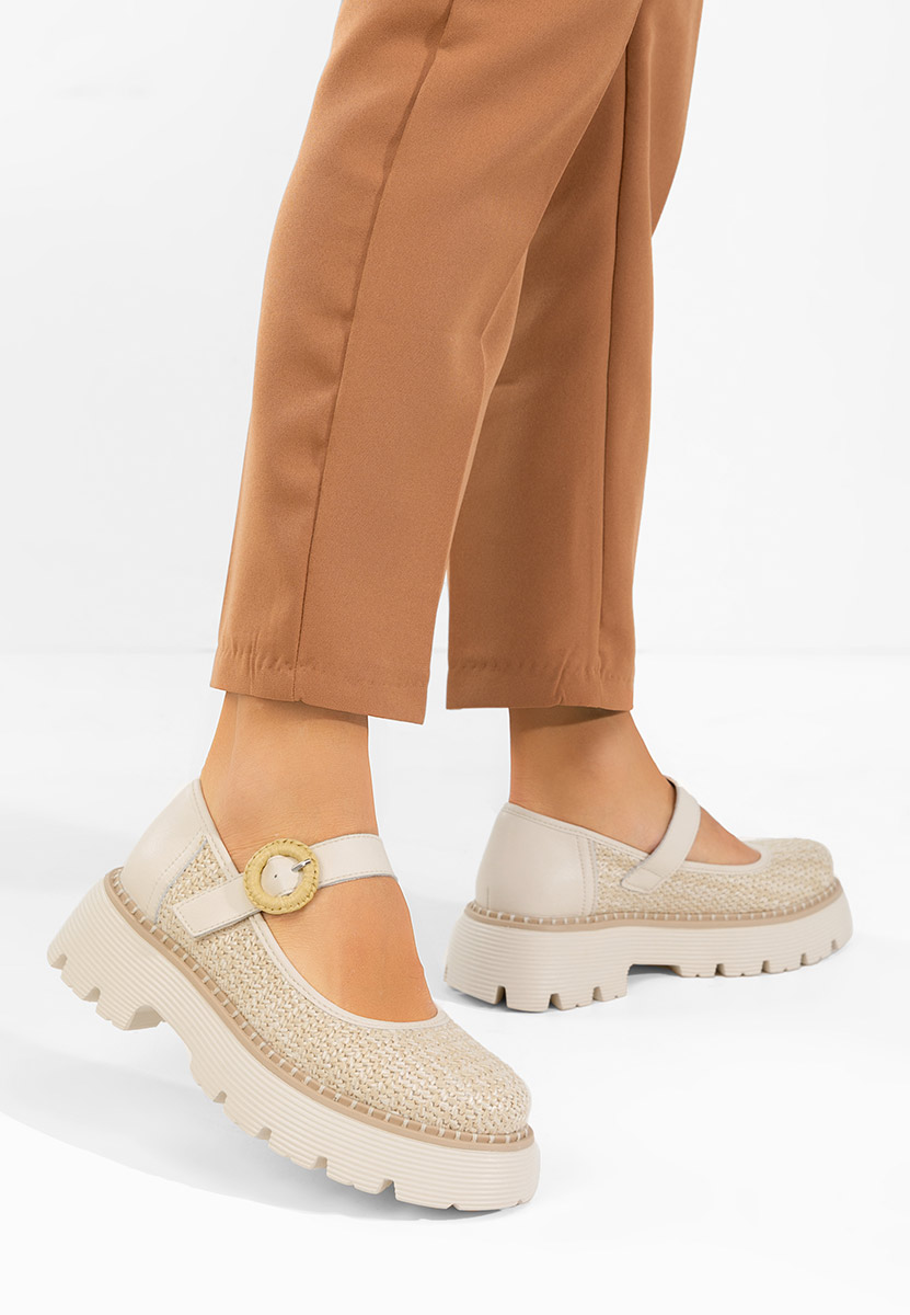 Chaussures casual femme en cuir beige Vamya