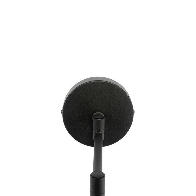 Wandlamp zwart met zwarte kap en verstelbare arm - Ladas Deluxe