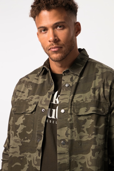 STHUGE Hemdjacke FLEXLASTIC®, Camouflage, Kentkragen, bis 8 XL