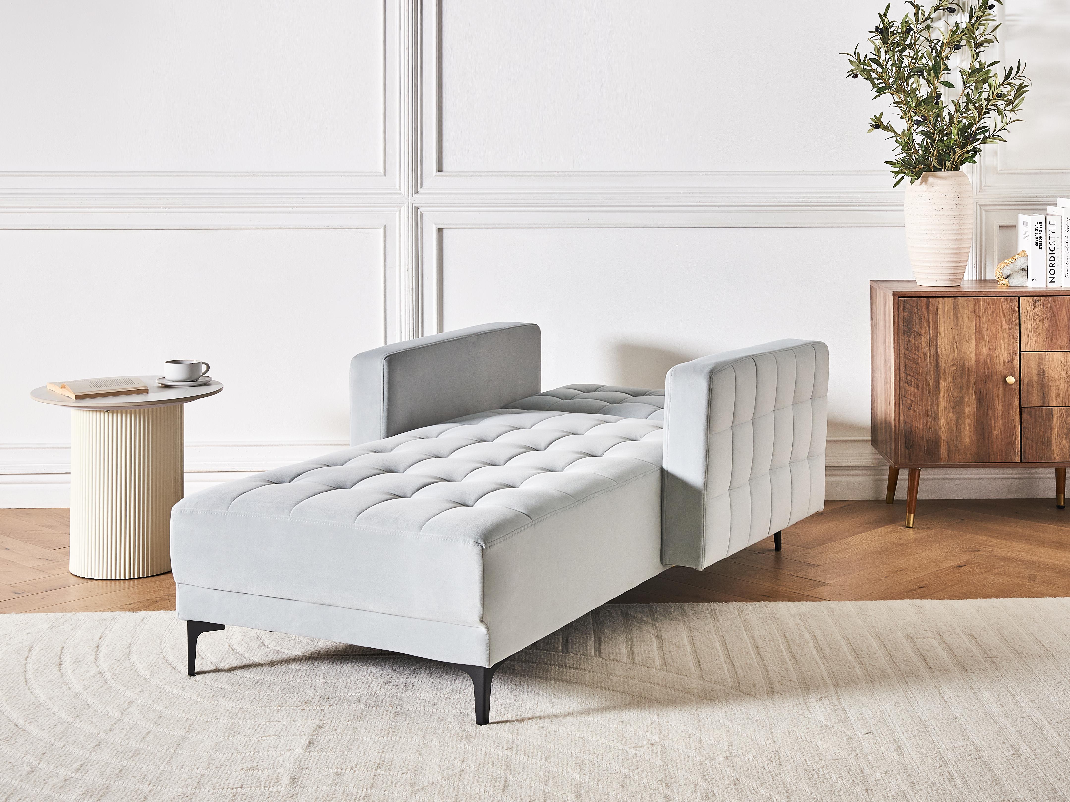 Chaise longue ABERDEEN Fluweel Lichtgrijs