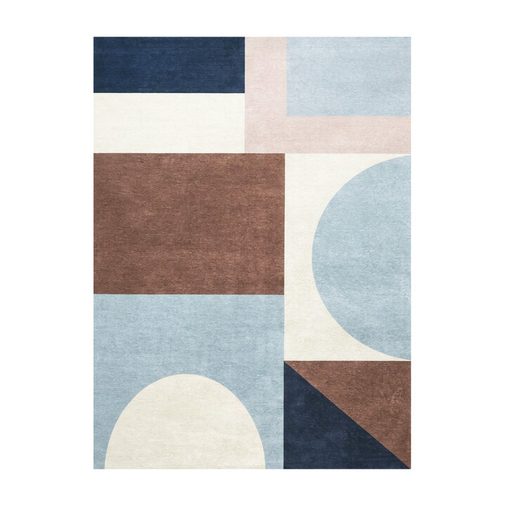 Geometrisch vloerkleed - Swing Shapes Blauw/Bruin