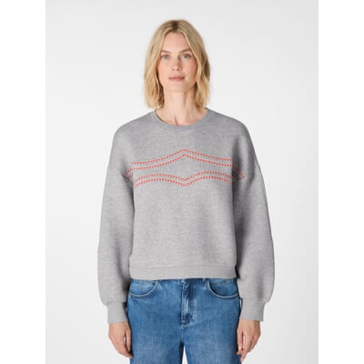 Damen-Sweatshirt mit Stickerei, Hellgrau