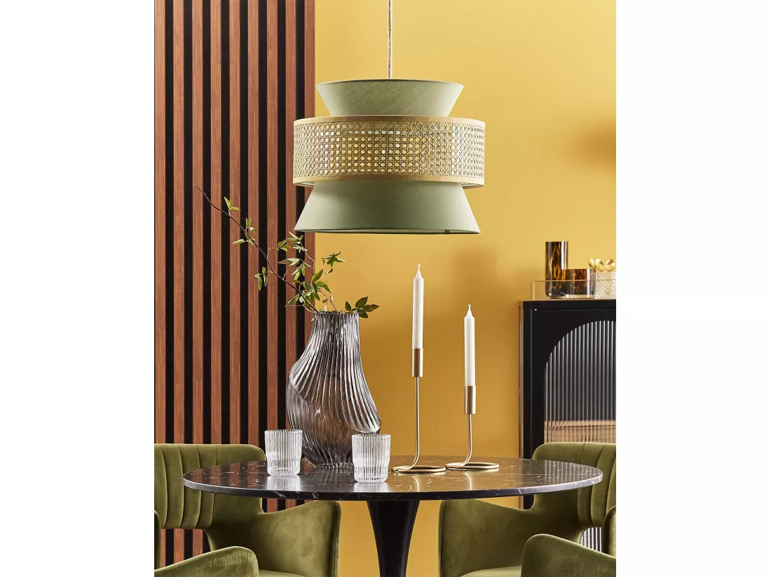 Lampe suspension LUYANO Rotin Vert clair